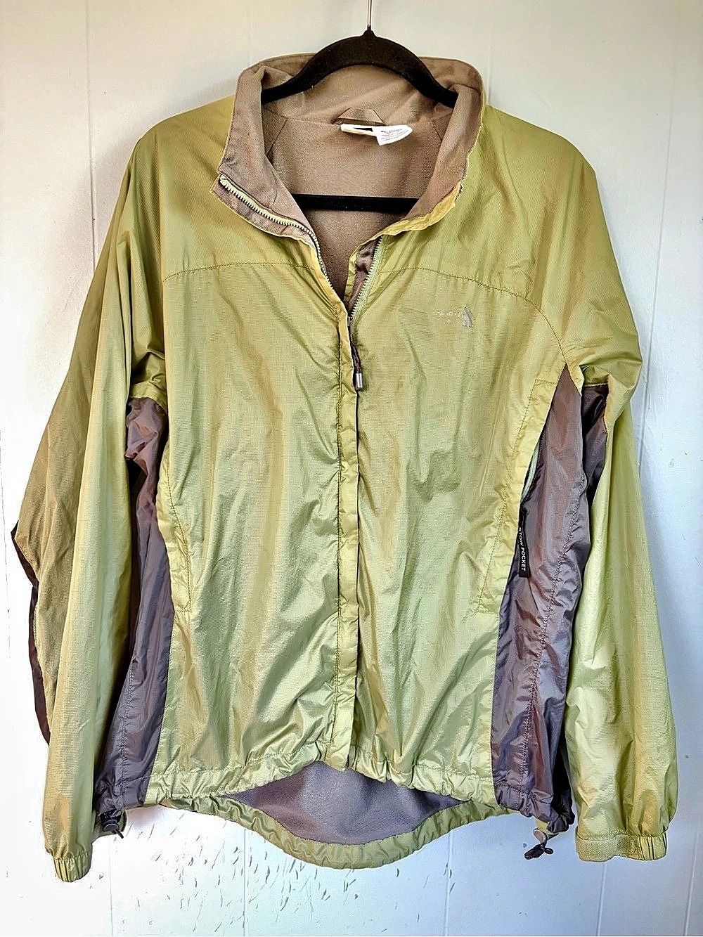 The North Face Color Green Gray Block Nylon Jacket Fleece Lined XL